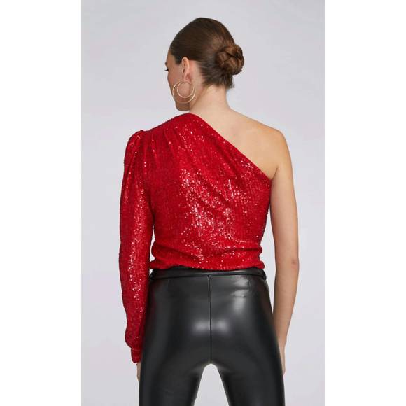 NEW GENERATION LOVE vetta sequin top in rouge - Picture 3 of 4